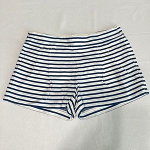 J. Crew Pleated  Side Zip Shorts Nautical Navy White Stripe  3” inseam size 6